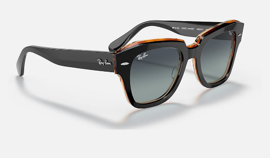 Ray-Ban RB2186 State Street 132241 Kahverengi Üzeri Siyah Güneş Gözlüğü
