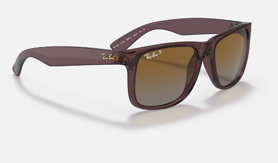 Ray-Ban RB4165 Justin 6597T5 Şeffaf Koyu Kahverengi Güneş Gözlüğü